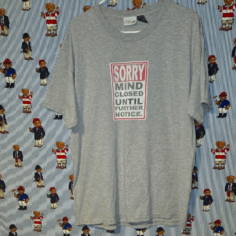 Y2k Sorry, Mind Closed Until Further Notice" Red T Shirt Size Large Urban Up